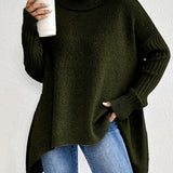 Camelia | Suéter de cuello alto cómodo y casual con dobladillo asimétrico – elegante y versátil