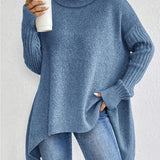 Camelia | Suéter de cuello alto cómodo y casual con dobladillo asimétrico – elegante y versátil