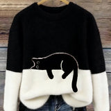Chloé | Suéter Gráfico con Gato Suave – Elegancia Felina y Dulzura Moderna