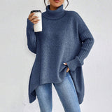 Camelia | Suéter de cuello alto cómodo y casual con dobladillo asimétrico – elegante y versátil