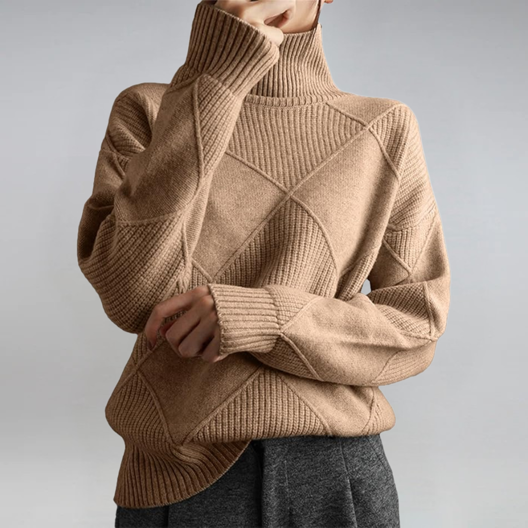 Lauren | Suéter de cachemira lujoso con cuello alto - ultra suave y refinado