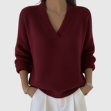 Faye | Suéter de cuello en V muy suave, corte relajado y cómodo