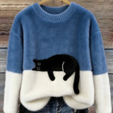 Chloé | Suéter Gráfico con Gato Suave – Elegancia Felina y Dulzura Moderna