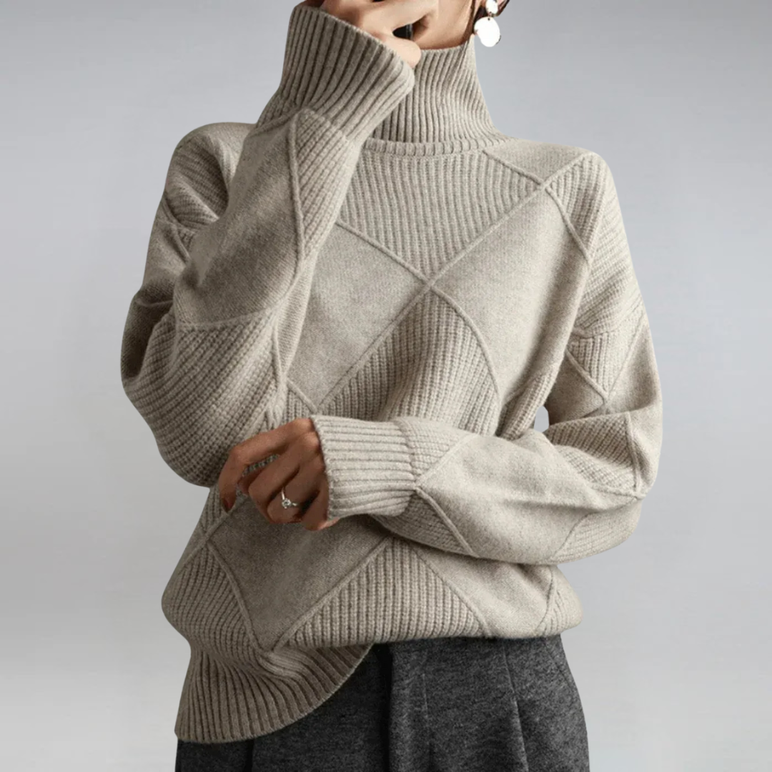 Lauren | Suéter de cachemira lujoso con cuello alto - ultra suave y refinado