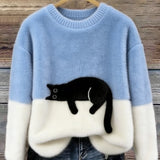 Chloé | Suéter Gráfico con Gato Suave – Elegancia Felina y Dulzura Moderna