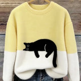 Chloé | Suéter Gráfico con Gato Suave – Elegancia Felina y Dulzura Moderna