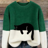 Chloé | Suéter Gráfico con Gato Suave – Elegancia Felina y Dulzura Moderna