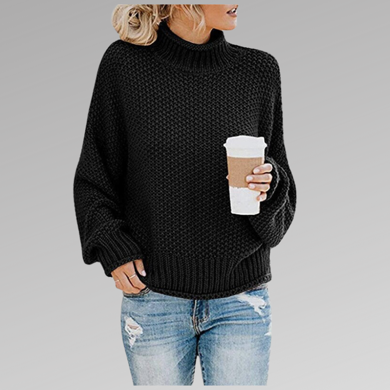 Rikke | suéter oversize de cuello alto en punto suave – cómodo y con estilo