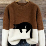 Chloé | Suéter Gráfico con Gato Suave – Elegancia Felina y Dulzura Moderna