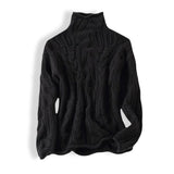 Oda suéter con cuello de pie y patrón de punto trenzado – elegante y cálido