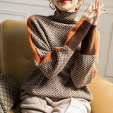Eleanor | Cuello Alto Herringbone de Lujo — Elegancia y Refinamiento