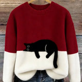 Chloé | Suéter Gráfico con Gato Suave – Elegancia Felina y Dulzura Moderna