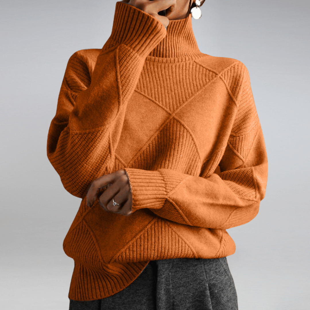 Hannelore | Suéter de cuello alto acanalado con estilo y ajuste holgado