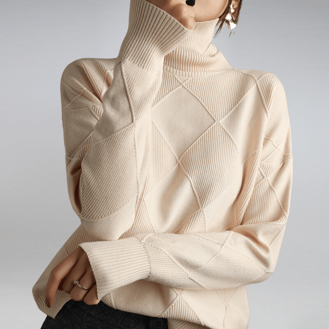 Hannelore | Suéter de cuello alto acanalado con estilo y ajuste holgado