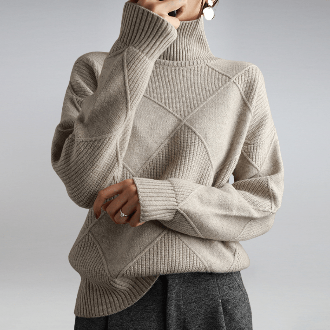 Hannelore | Suéter de cuello alto acanalado con estilo y ajuste holgado
