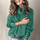 Tineke | Suéter de punto fino elegante con cuello alto y mangas abullonadas