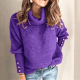 Tineke | Suéter de punto fino elegante con cuello alto y mangas abullonadas