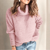 Tineke | Suéter de punto fino elegante con cuello alto y mangas abullonadas