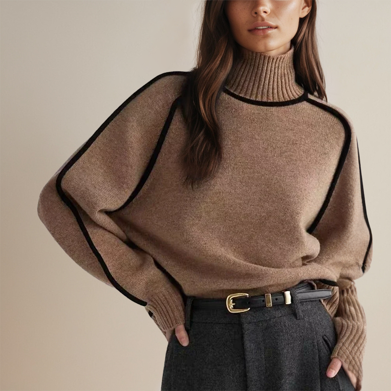 Phoebe | Elegante suéter oversize con cuello alto de punto suave tipo peluche