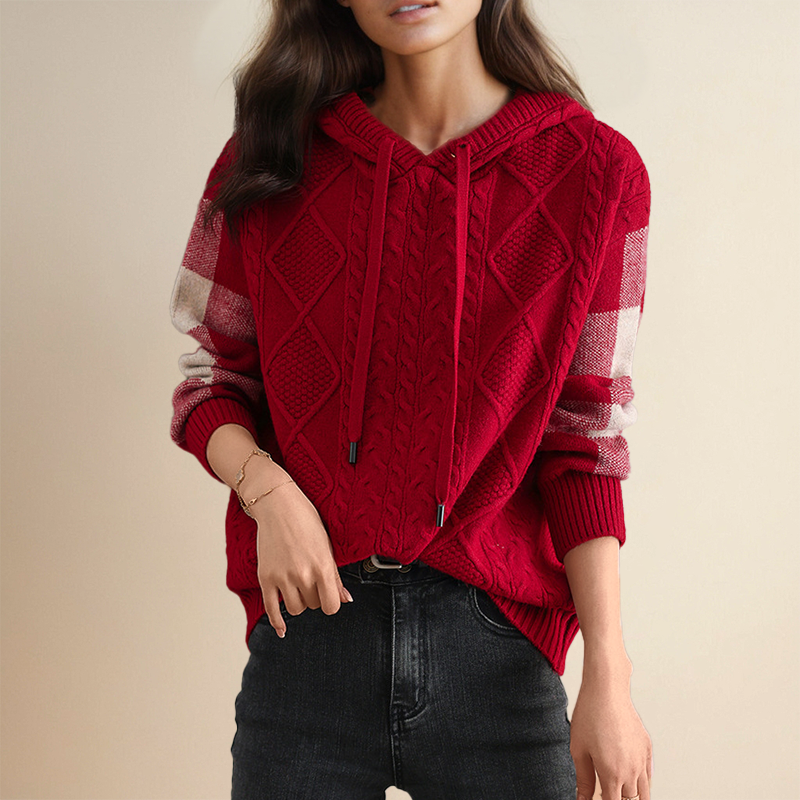 Emily | Sudadera con capucha de trenza — Tejido trenzado para un look casual chic