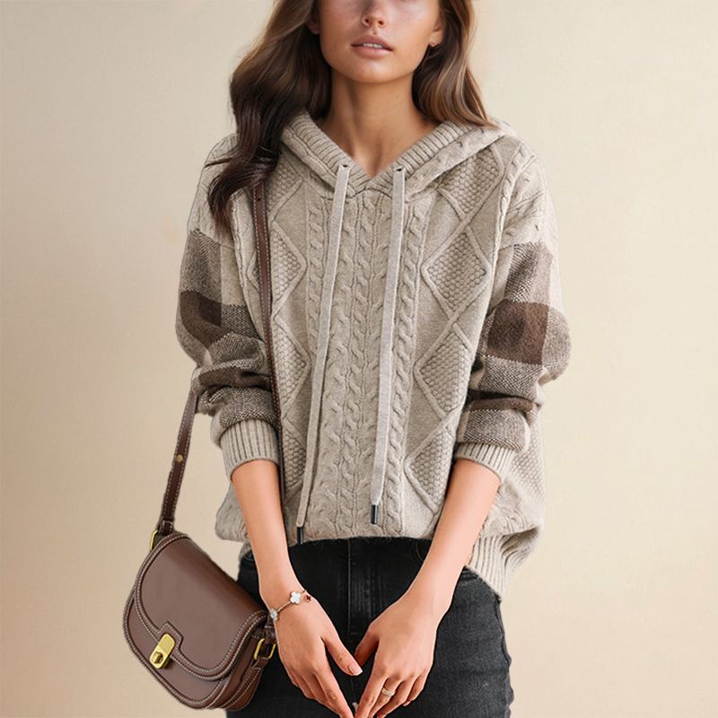 Emily | Sudadera con capucha de trenza — Tejido trenzado para un look casual chic