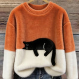 Chloé | Suéter Gráfico con Gato Suave – Elegancia Felina y Dulzura Moderna