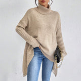 Camelia | Suéter de cuello alto cómodo y casual con dobladillo asimétrico – elegante y versátil