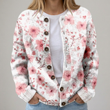 Juna | Cardigan de Flores de Otoño — Elegancia cálida y motivos florales delicados